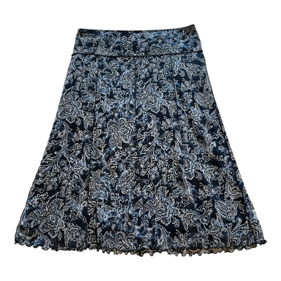 Mexx Paisley Floral A-Line Lettuce Trim Skirt - Size Small - Picture 2 of 10